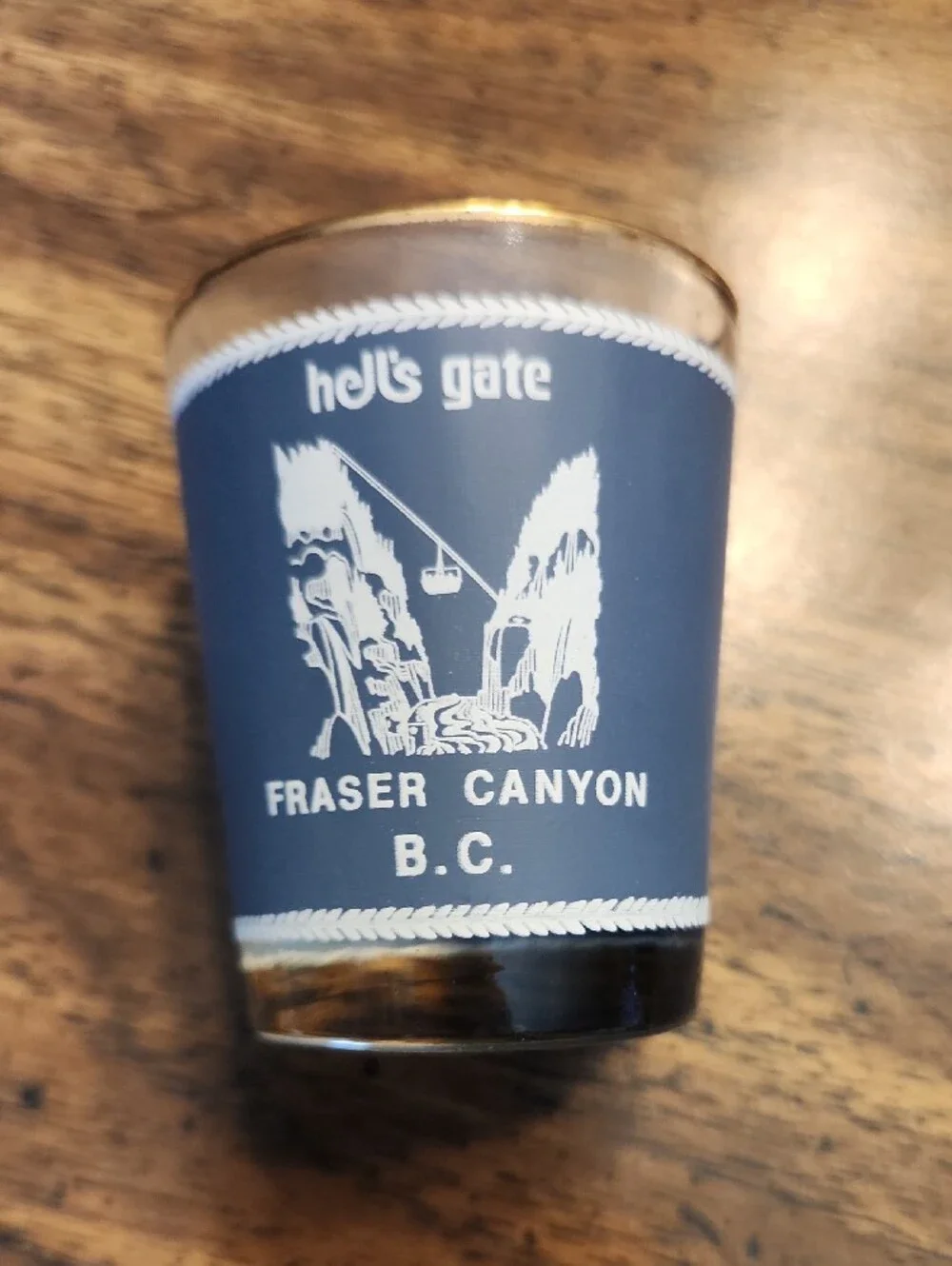 Hell's Gate Fraser Canyon B.C. Blue Souvenir Shot Glass